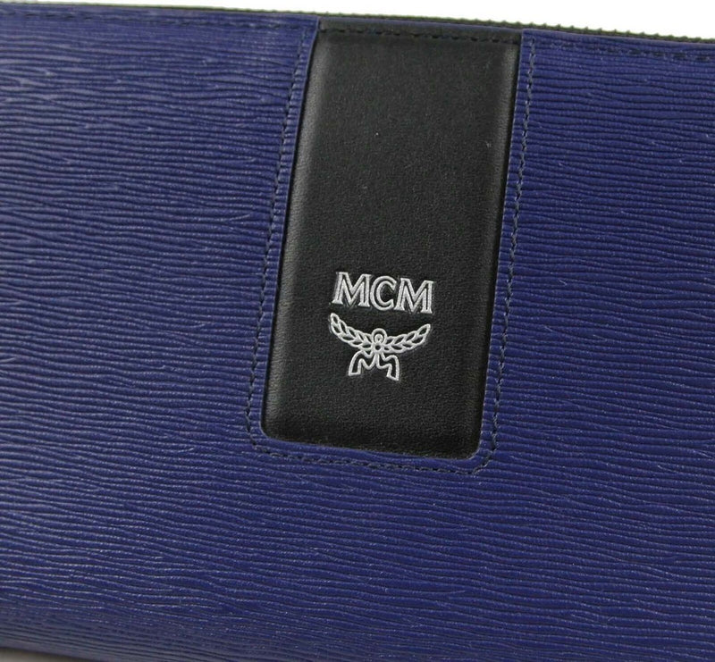 MCM Men's Navy Leather With Logo Large Zipped Wallet MXL9SCE96VY001