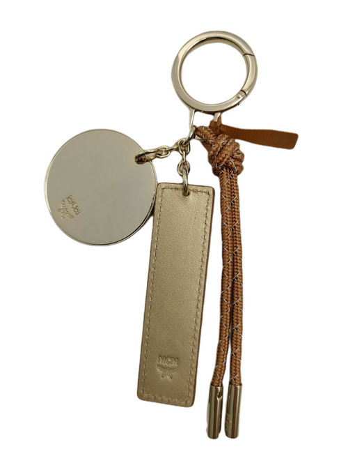 MCM Berlin Gold Visetos Logo Disco Ball Charm Key-chain MXZASMM04T1001