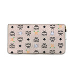 MCM Women's Beige Visetos Coated Canvas Zip Around Rabbit Wallet