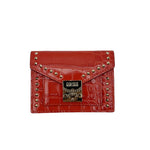MCM women's Red Crocodile Embossed Leather Mini Flap Coin Wallet