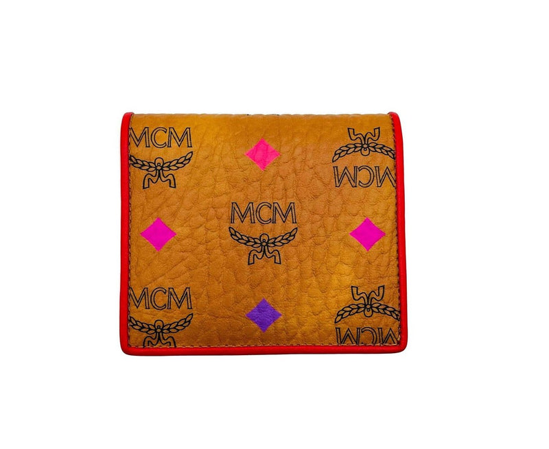 MCM Men's Brown Spectrum Diamond Rainbow Logo Visetos Id Wallet MYSAASV01