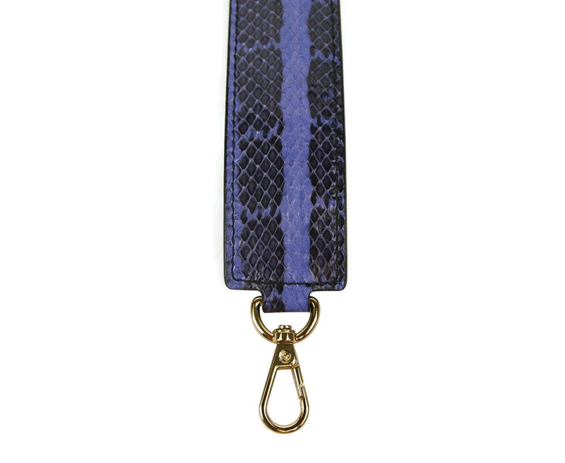 MCM Navy Python Leather Handbag Strap and Gold Clips