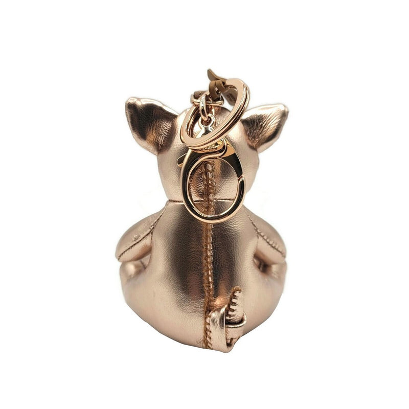 MCM Champange Gold Metallic Visetos Pig Key Charm w/Clip