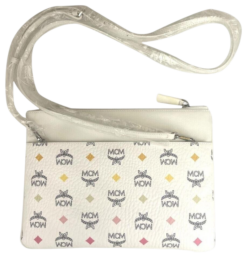 MCM Women's White Rainbow Visetos Coated Canvas Crossbody Bag