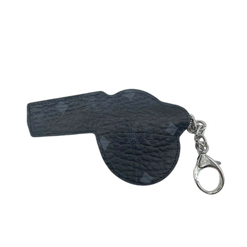 MCM Women's White/Green Leather Black Visetos Whistle Charm Key Ring MZZ9AMM08WT001
