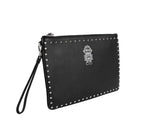 MCM Unisex Black Nappa Leather Studded Robert Wristlet Zip Pouch MZZ9SRO32BK001