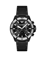 Emporio Armani Sleek Black Steel Chronograph Men's Timepiece