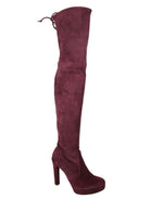 Stuart Weitzman Women's Bordeaux Suede Over-the-knee Platform Boot