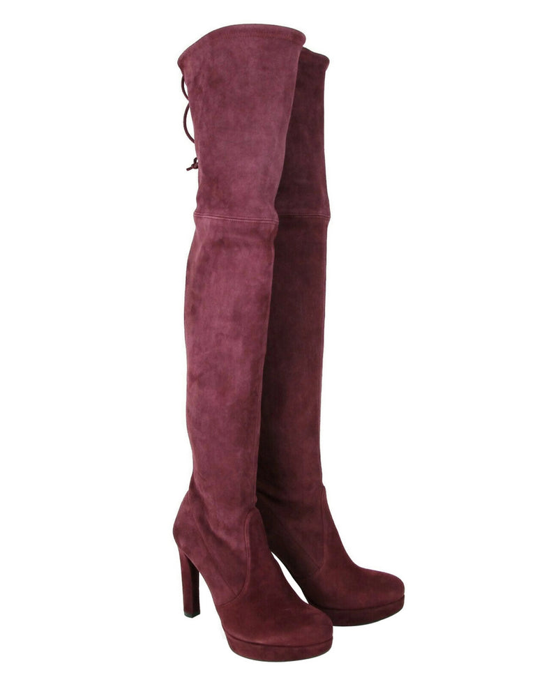 Stuart Weitzman Women's Bordeaux Suede Over-the-knee Platform Boot