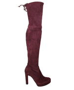 Stuart Weitzman Women's Bordeaux Suede Over-the-knee Platform Boot