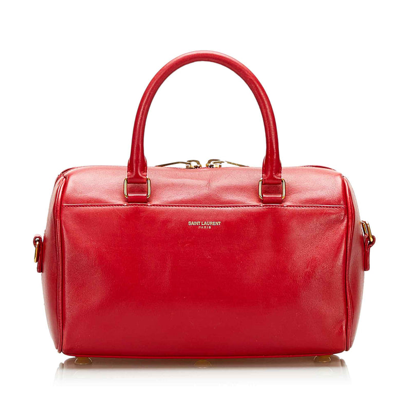 Saint Laurent Red Classic Baby Duffle Leather Satchel (Pre-Owned)