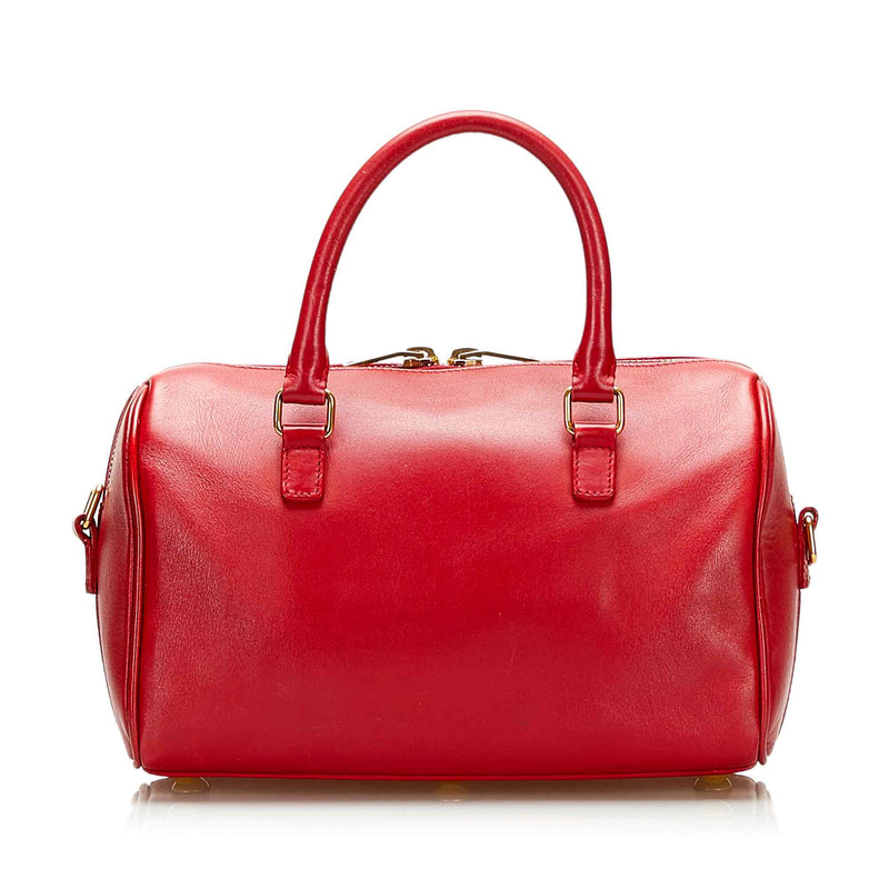 Saint Laurent Red Classic Baby Duffle Leather Satchel (Pre-Owned)