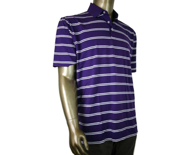 Polo Ralph Lauren Men's Purple / White Striped Polo Shirt