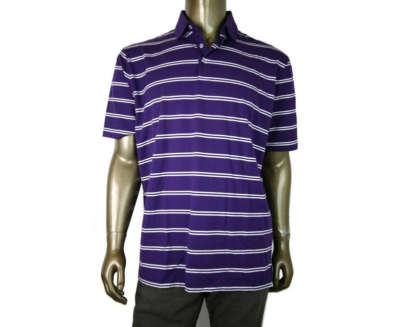 Polo Ralph Lauren Men's Purple / White Striped Polo Shirt