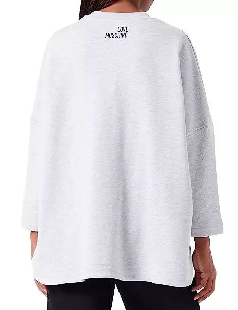 Love Moschino Glittered Cotton Oversized Sweatshirt - Women's Grey