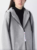 Love Moschino Elegant Grey Wool Hooded Women's Coat