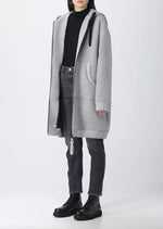 Love Moschino Elegant Grey Wool Hooded Women's Coat