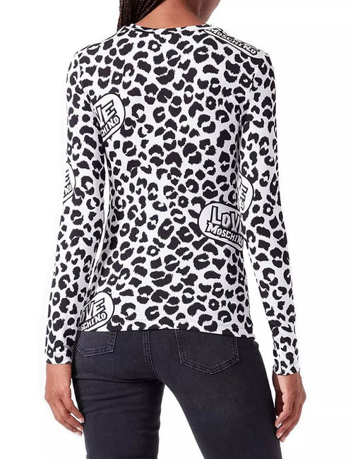 Love Moschino Elegant Leopard Print Crewneck Women's Sweater