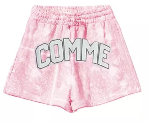 Comme Des Fuckdown Abstract Pink Cotton Shorts with Women's Drawstring