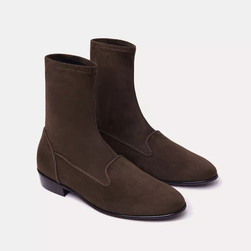 Charles Philip Elegant Suede Ankle Boots with Rubber Men's Sole