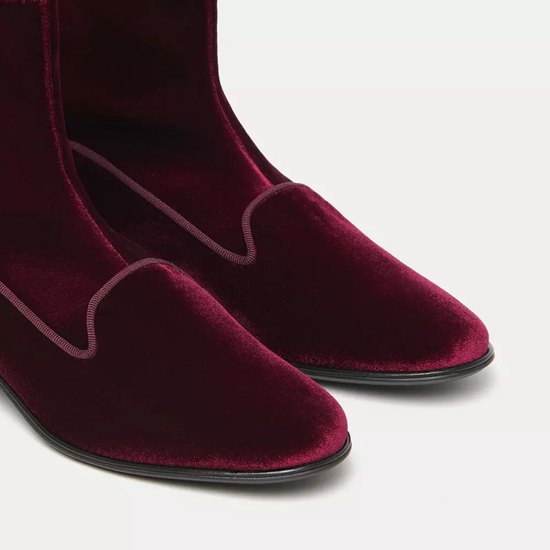 Charles Philip Velvet Ankle Boots in Burgundy Women's Pink