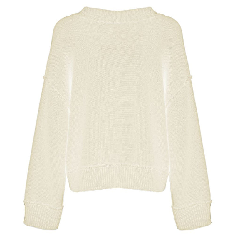Imperfect Chic Beige V-Neck Wool Blend Women's Sweater