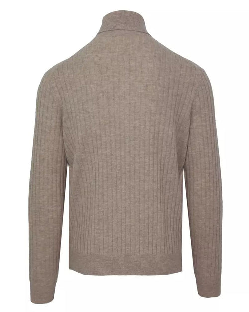 Malo Beige Cashmere-Wool Blend Turtleneck Men's Sweater