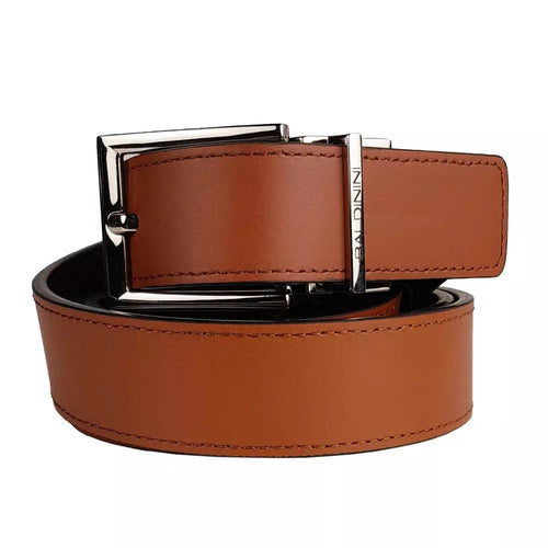 Baldinini Trend Reversible Calfskin Leather Belt in Rich Men's Brown