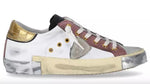 Philippe Model Elegant White Leather Sneakers with Suede Women's Accents