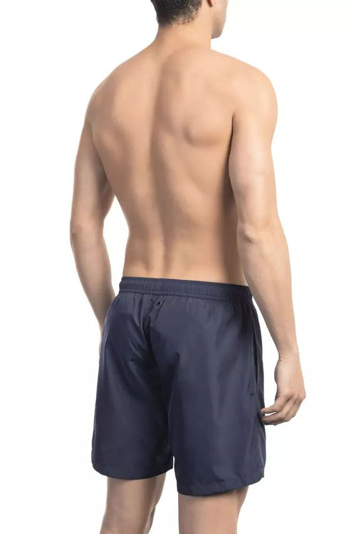 Bikkembergs Chic Blue Swim Shorts with Stylish Front Men's Print
