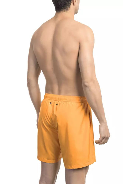 Bikkembergs Electric Orange Swim Shorts with Iconic Men's Print