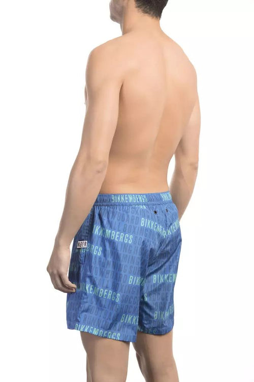 Bikkembergs Blue All-Over Print Swim Men's Shorts