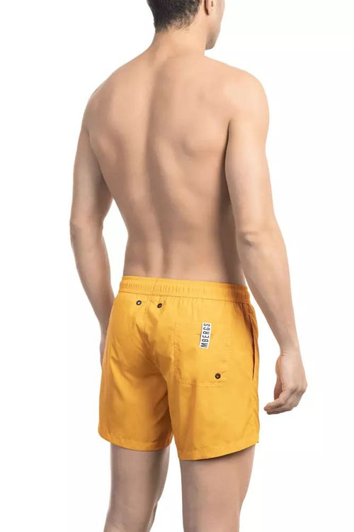 Bikkembergs Sleek Orange Swim Shorts with Iconic Tape Men's Detail