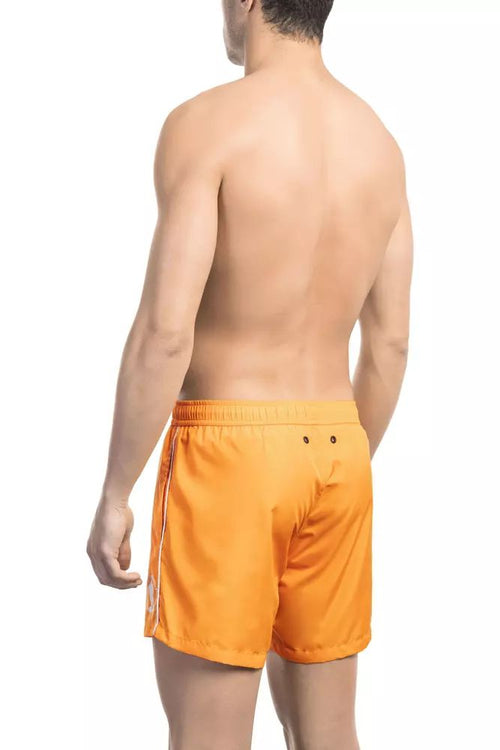 Bikkembergs Vibrant Orange Men's Swim Shorts With Front Men's Print
