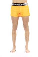 Bikkembergs Elegant Orange Swim Shorts with Branded Men's Band