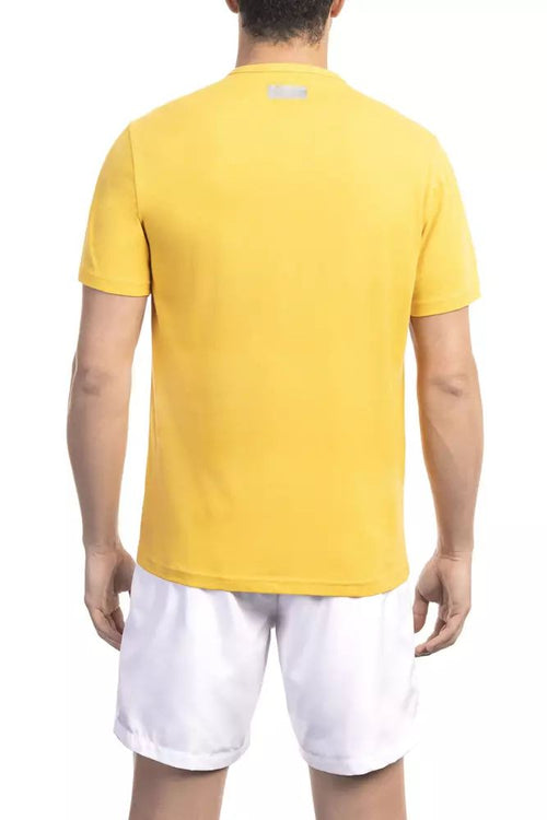 Bikkembergs Sunny Yellow Cotton Tee with Back Logo Men's Detail