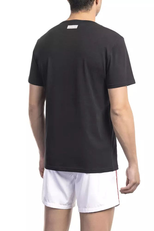 Bikkembergs Sleek Black Cotton Blend Printed Men's T-Shirt