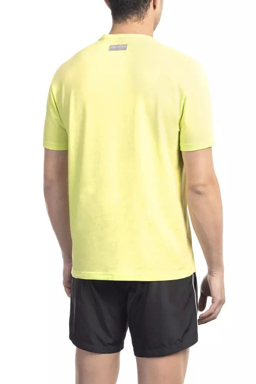 Bikkembergs Radiant Yellow Cotton Blend Printed Men's T-Shirt
