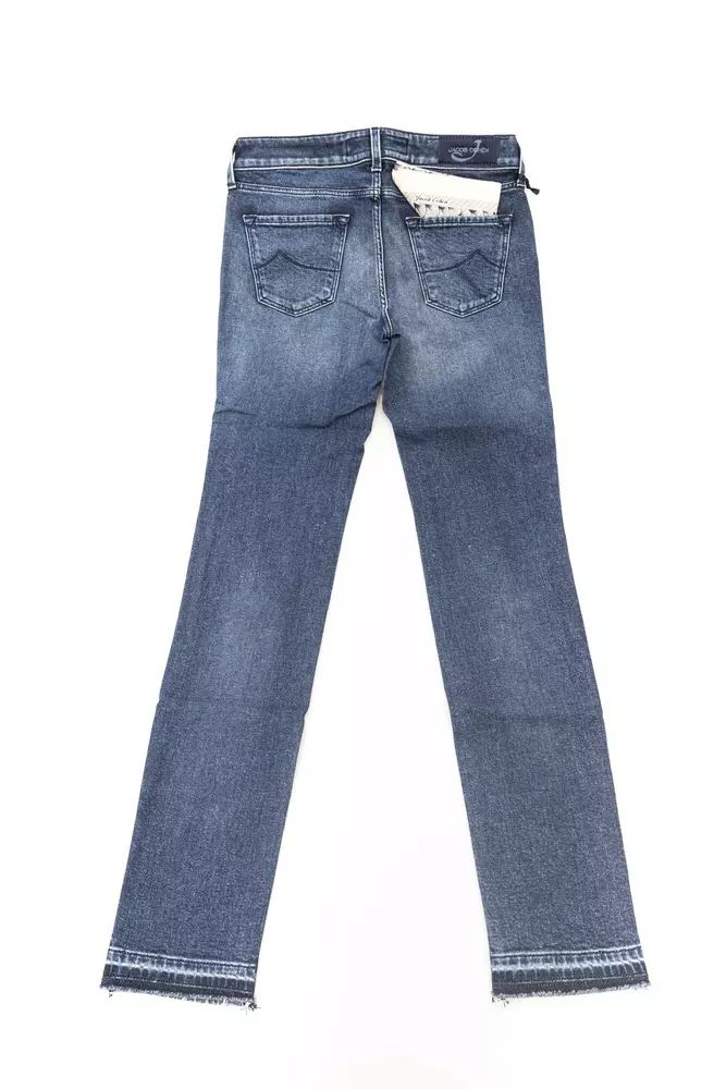 Jacob Cohen Chic Slim-Fit Embroidered Jeans with Fringed Women's Hem