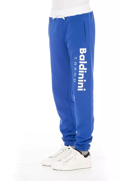Baldinini Trend Chic Blue Cotton Sport Pants with Lace Men's Closure