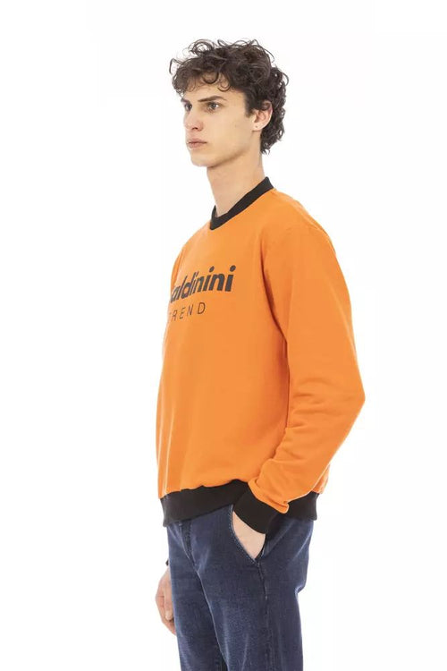 Baldinini Trend Orange Cotton Fleece Hoodie with Front Men's Logo