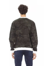 Baldinini Trend Army Cotton Fleece Hoodie with Front Men's Logo