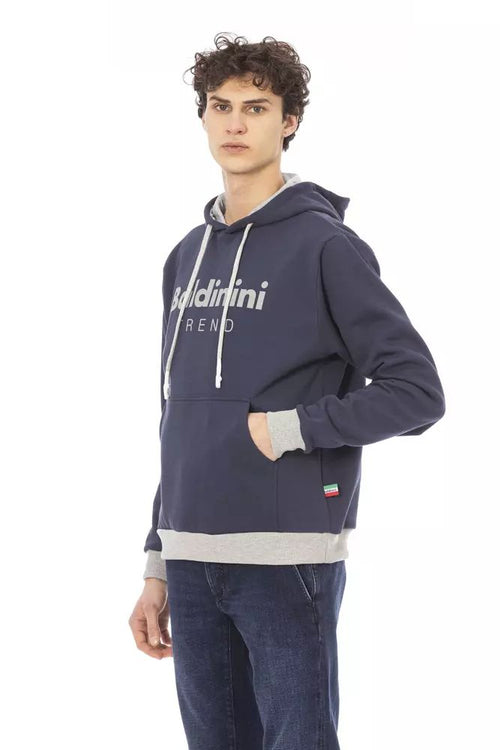 Baldinini Trend Chic Blue Cotton Fleece Hoodie with Front Men's Logo