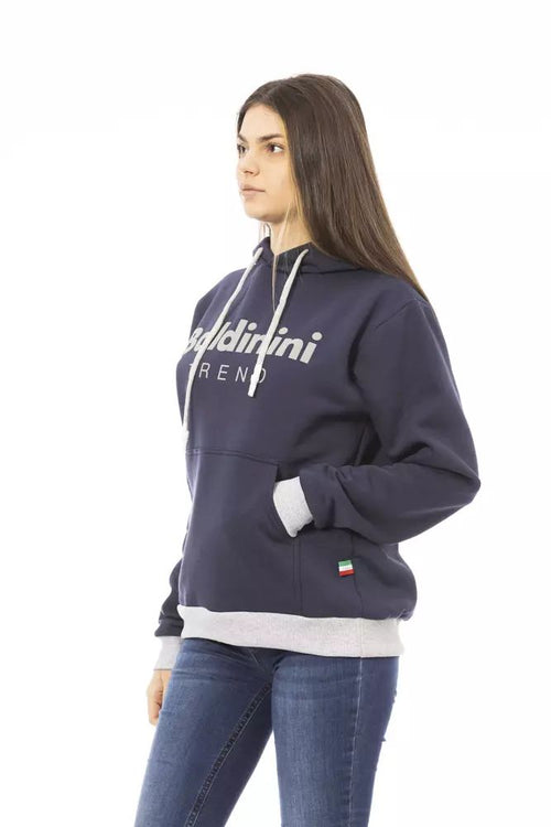 Baldinini Trend Chic Blue Cotton Hoodie with Front Women's Logo
