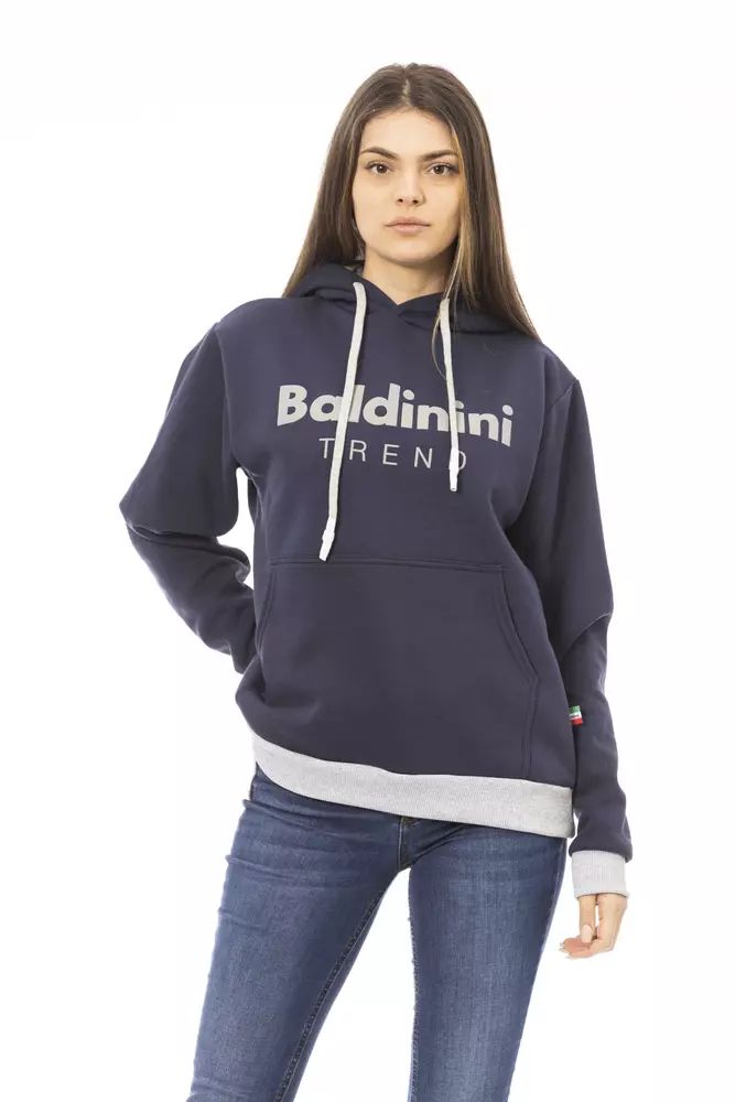 Baldinini Trend Chic Blue Cotton Hoodie with Front Women's Logo