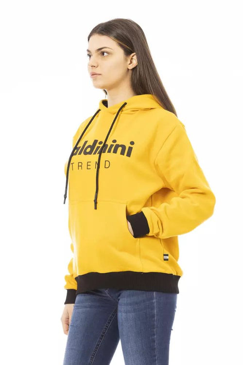 Baldinini Trend Chic Yellow Cotton Fleece Hoodie with Maxi Women's Pocket