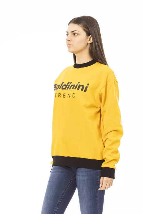 Baldinini Trend Chic Yellow Cotton Fleece Hoodie with Women's Logo