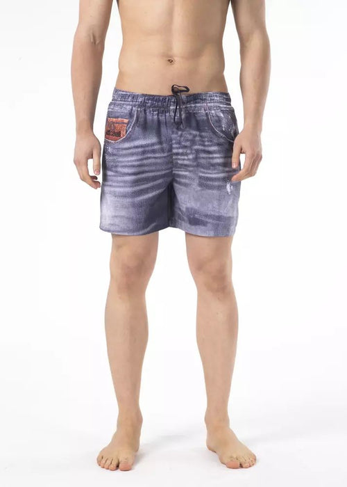 Just Cavalli Chic Blue Printed Beach Men's Shorts - LUX LAIR