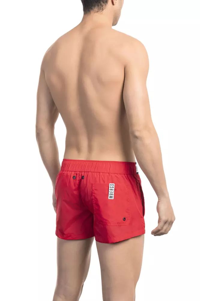 Bikkembergs Red Micro Swim Shorts with Contrast Men's Band