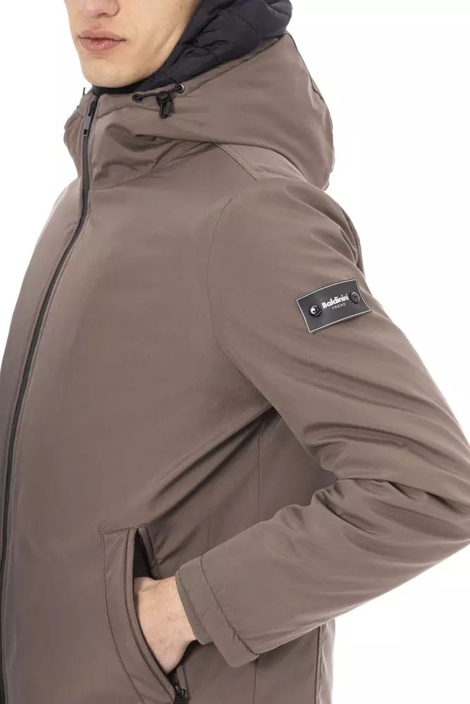 Baldinini Trend Chic Beige Long Jacket with Monogram Men's Detail
